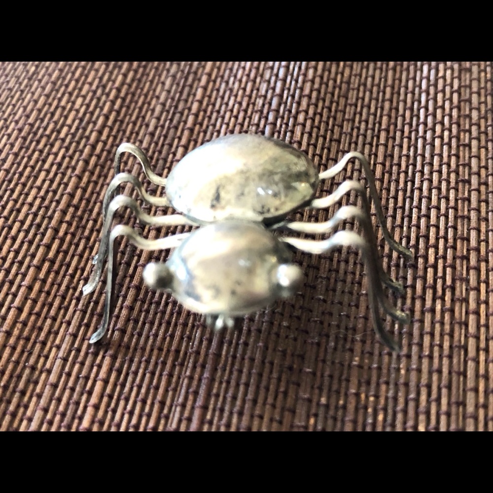 Vintage sterling spider insect pin brooch